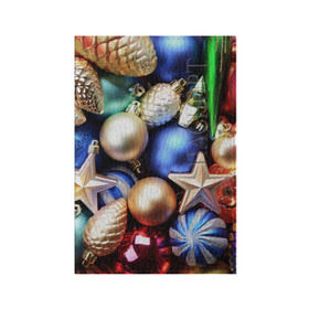 Обложка для паспорта матовая кожа с принтом Игрушки на ёлку , натуральная матовая кожа | размер 19,3 х 13,7 см; прозрачные пластиковые крепления | Тематика изображения на принте: новогодний | рождество | шарики