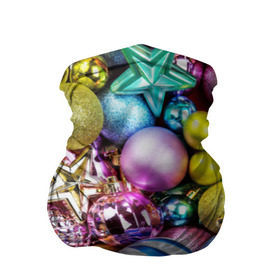 Бандана-труба 3D с принтом Новый год , 100% полиэстер, ткань с особыми свойствами — Activecool | плотность 150‒180 г/м2; хорошо тянется, но сохраняет форму | елочные | игрушки | новогодний | разноцветный | рождество | украшения