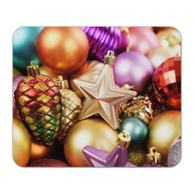 Коврик прямоугольный с принтом Игрушки с ёлки , натуральный каучук | размер 230 х 185 мм; запечатка лицевой стороны | новогодний | рождество | шарики