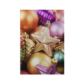Обложка для паспорта матовая кожа с принтом Игрушки с ёлки , натуральная матовая кожа | размер 19,3 х 13,7 см; прозрачные пластиковые крепления | Тематика изображения на принте: новогодний | рождество | шарики