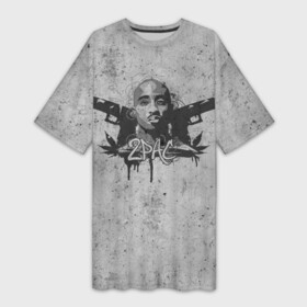 Платье-футболка 3D с принтом 2Pac ,  |  | rap | tupac shakur | тупак шакур | хип хоп