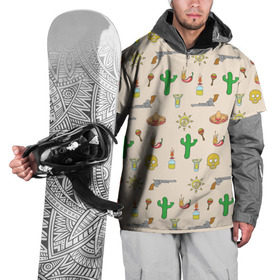 Накидка на куртку 3D с принтом Мексиканский коллаж , 100% полиэстер |  | Тематика изображения на принте: кактус | коллад | мексика | револьвер | черепа | чили
