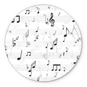 Коврик круглый с принтом ноты , резина и полиэстер | круглая форма, изображение наносится на всю лицевую часть | музыка | ноты | струны