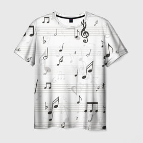 Мужская футболка 3D с принтом ноты , 100% полиэфир | прямой крой, круглый вырез горловины, длина до линии бедер | музыка | ноты | струны