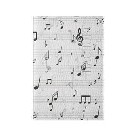 Обложка для паспорта матовая кожа с принтом ноты , натуральная матовая кожа | размер 19,3 х 13,7 см; прозрачные пластиковые крепления | музыка | ноты | струны