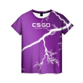 Женская футболка 3D с принтом cs:go - Lightning Strike Style 3D Full (Удар молнии) , 100% полиэфир ( синтетическое хлопкоподобное полотно) | прямой крой, круглый вырез горловины, длина до линии бедер | Тематика изображения на принте: cs | csgo | go | волны | город | градиент | дождь | желтый | камуфляж.север | кровь | кс | молния | паутина | розовый | тигр | узор | урбан