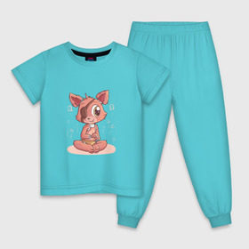 Детская пижама хлопок с принтом Фокси , 100% хлопок |  брюки и футболка прямого кроя, без карманов, на брюках мягкая резинка на поясе и по низу штанин
 | мир дружба жевачка | фнаф