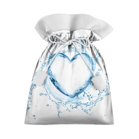 Подарочный 3D мешок с принтом Водяное сердце , 100% полиэстер | Размер: 29*39 см | брызги | вода | жидкость | капли | кольцо | круг | сердце | синий