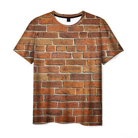 Мужская футболка 3D с принтом Кирпичи , 100% полиэфир | прямой крой, круглый вырез горловины, длина до линии бедер | бетон | камень | кирпич | мощь | стена | строительство | стройка | цемент