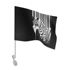 Флаг для автомобиля с принтом Зебра , 100% полиэстер | Размер: 30*21 см | граффити | зебра | искусство | прикольные картинки | чёрно белое