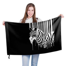 Флаг 3D с принтом Зебра , 100% полиэстер | плотность ткани — 95 г/м2, размер — 67 х 109 см. Принт наносится с одной стороны | граффити | зебра | искусство | прикольные картинки | чёрно белое