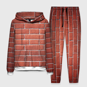 Мужской костюм 3D (с толстовкой) с принтом Красный кирпич ,  |  | Тематика изображения на принте: бетон | камень | кирпич | мощь | стена | строительство | стройка | цемент