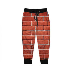 Детские брюки 3D с принтом Красный кирпич , 100% полиэстер | манжеты по низу, эластичный пояс регулируется шнурком, по бокам два кармана без застежек, внутренняя часть кармана из мелкой сетки | бетон | камень | кирпич | мощь | стена | строительство | стройка | цемент