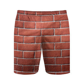 Мужские шорты 3D спортивные с принтом Красный кирпич ,  |  | Тематика изображения на принте: бетон | камень | кирпич | мощь | стена | строительство | стройка | цемент