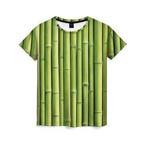 Женская футболка 3D с принтом Бамбук , 100% полиэфир ( синтетическое хлопкоподобное полотно) | прямой крой, круглый вырез горловины, длина до линии бедер | бамбук | дерево | джунгли | кустарник | надёжность | прочность | стена
