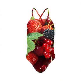 Детский купальник 3D с принтом Любимые ягоды , Полиэстер 85%, Спандекс 15% | Слитный крой, подклад по переду изделия, узкие бретели | вкусно | голубика | дача | деревня | ежевика | зелень | клубника | малина | огород | полезно | сад | смородина | сок | фрукты | черника | шиповник | ягоды