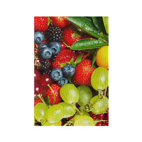 Обложка для паспорта матовая кожа с принтом Вкусные ягоды , натуральная матовая кожа | размер 19,3 х 13,7 см; прозрачные пластиковые крепления | Тематика изображения на принте: виноград | вкусно | голубика | дача | деревня | ежевика | клубника | малина | огород | полезно | рябина | сад | смородина | сок | фрукты | черника | ягоды
