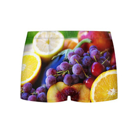 Мужские трусы 3D с принтом Спелые фрукты , 50% хлопок, 50% полиэстер | классическая посадка, на поясе мягкая тканевая резинка | Тематика изображения на принте: абрикос | алыча | апельсин | бодрость | веган | виноград | витамины | груша | диета | еда | здоровье | лайм | лимон | молодость | нектар | овощи | персик | питание | польза | сок | фрукты | яблоко | ягоды