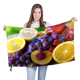 Флаг 3D с принтом Спелые фрукты , 100% полиэстер | плотность ткани — 95 г/м2, размер — 67 х 109 см. Принт наносится с одной стороны | абрикос | алыча | апельсин | бодрость | веган | виноград | витамины | груша | диета | еда | здоровье | лайм | лимон | молодость | нектар | овощи | персик | питание | польза | сок | фрукты | яблоко | ягоды