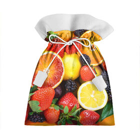 Подарочный 3D мешок с принтом Ягоды и фрукты , 100% полиэстер | Размер: 29*39 см | абрикос | алыча | апельсин | бодрость | веган | виноград | витамины | груша | диета | еда | здоровье | клубника | лайм | лимон | малина | молодость | нектар | овощи | персик | питание | польза | смородина