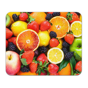 Коврик прямоугольный с принтом Ягоды и фрукты , натуральный каучук | размер 230 х 185 мм; запечатка лицевой стороны | абрикос | алыча | апельсин | бодрость | веган | виноград | витамины | груша | диета | еда | здоровье | клубника | лайм | лимон | малина | молодость | нектар | овощи | персик | питание | польза | смородина