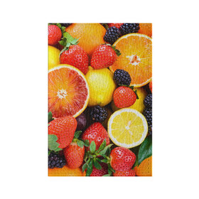 Обложка для паспорта матовая кожа с принтом Ягоды и фрукты , натуральная матовая кожа | размер 19,3 х 13,7 см; прозрачные пластиковые крепления | Тематика изображения на принте: абрикос | алыча | апельсин | бодрость | веган | виноград | витамины | груша | диета | еда | здоровье | клубника | лайм | лимон | малина | молодость | нектар | овощи | персик | питание | польза | смородина