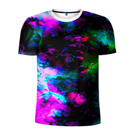 Мужская футболка 3D спортивная с принтом Цветные волны , 100% полиэстер с улучшенными характеристиками | приталенный силуэт, круглая горловина, широкие плечи, сужается к линии бедра | абстракция | иллюзии | краска | текстуры | цветные