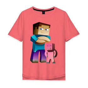Мужская футболка хлопок Oversize с принтом Minecraft , 100% хлопок | свободный крой, круглый ворот, “спинка” длиннее передней части | Тематика изображения на принте: game | minecraft | игры | маинкрафт | майн | майнкравт | майнкрафт