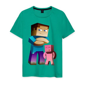 Мужская футболка хлопок с принтом Minecraft , 100% хлопок | прямой крой, круглый вырез горловины, длина до линии бедер, слегка спущенное плечо. | Тематика изображения на принте: game | minecraft | игры | маинкрафт | майн | майнкравт | майнкрафт