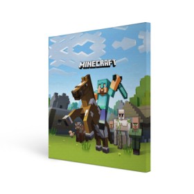 Холст квадратный с принтом Minecraft на коне , 100% ПВХ |  | game | minecraft | игры | маинкрафт | майн | майнкравт | майнкрафт