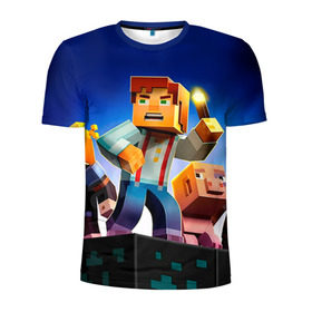 Мужская футболка 3D спортивная с принтом Minecraft , 100% полиэстер с улучшенными характеристиками | приталенный силуэт, круглая горловина, широкие плечи, сужается к линии бедра | game | minecraft | игры | маинкрафт | майн | майнкравт | майнкрафт