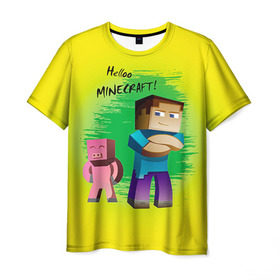 Мужская футболка 3D с принтом Helloo Minecraft , 100% полиэфир | прямой крой, круглый вырез горловины, длина до линии бедер | game | minecraft | игры | маинкрафт | майн | майнкравт | майнкрафт