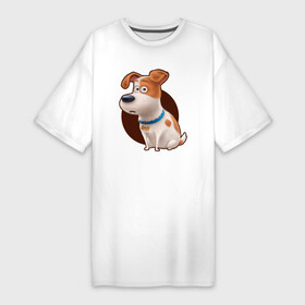 Платье-футболка хлопок с принтом Max ,  |  | animal | dog | pets | the secret life of pets | домашние животные | животные | песик | собака | собачка | тайная жизнь домашних животных