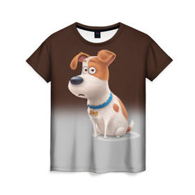 Женская футболка 3D с принтом Max , 100% полиэфир ( синтетическое хлопкоподобное полотно) | прямой крой, круглый вырез горловины, длина до линии бедер | animal | dog | pets | the secret life of pets | домашние животные | животные | песик | собака | собачка | тайная жизнь домашних животных