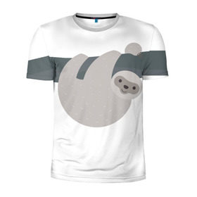 Мужская футболка 3D спортивная с принтом Веселый ленивец , 100% полиэстер с улучшенными характеристиками | приталенный силуэт, круглая горловина, широкие плечи, сужается к линии бедра | деревья | животные | ленивец | лень