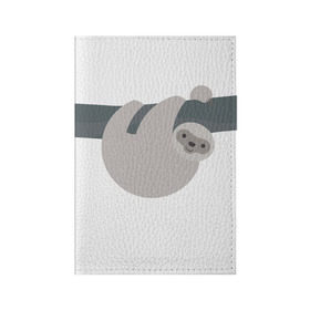 Обложка для паспорта матовая кожа с принтом Веселый ленивец , натуральная матовая кожа | размер 19,3 х 13,7 см; прозрачные пластиковые крепления | Тематика изображения на принте: деревья | животные | ленивец | лень