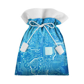 Подарочный 3D мешок с принтом Системная плата , 100% полиэстер | Размер: 29*39 см | кибер | микросхема | синий