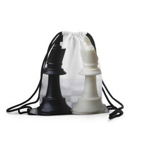 Рюкзак-мешок 3D с принтом Шахматы , 100% полиэстер | плотность ткани — 200 г/м2, размер — 35 х 45 см; лямки — толстые шнурки, застежка на шнуровке, без карманов и подкладки | белая | черная | шахматы