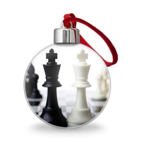 Ёлочный шар с принтом Шахматы , Пластик | Диаметр: 77 мм | белая | черная | шахматы