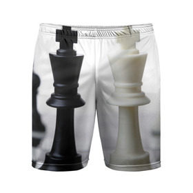 Мужские шорты 3D спортивные с принтом Шахматы ,  |  | белая | черная | шахматы