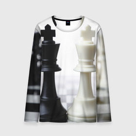 Мужской лонгслив 3D с принтом Шахматы , 100% полиэстер | длинные рукава, круглый вырез горловины, полуприлегающий силуэт | белая | черная | шахматы