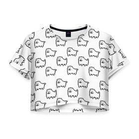 Женская футболка 3D укороченная с принтом Undertale Annoying dog white , 100% полиэстер | круглая горловина, длина футболки до линии талии, рукава с отворотами | 8 bit | annoying dog | dog | pixel art | undertale | white