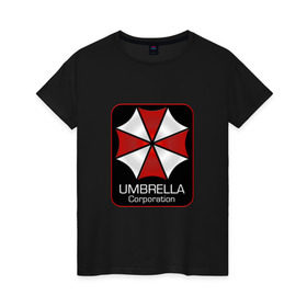 Женская футболка хлопок с принтом Umbrella corporation , 100% хлопок | прямой крой, круглый вырез горловины, длина до линии бедер, слегка спущенное плечо | resident evil | вирус | зомби