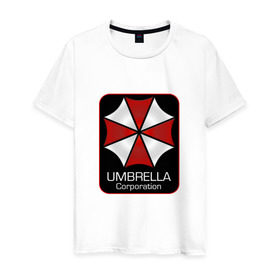 Мужская футболка хлопок с принтом Umbrella corporation , 100% хлопок | прямой крой, круглый вырез горловины, длина до линии бедер, слегка спущенное плечо. | resident evil | вирус | зомби