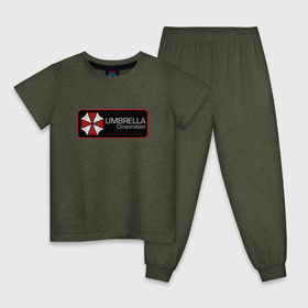 Детская пижама хлопок с принтом Umbrella corporation Нашивка-2 , 100% хлопок |  брюки и футболка прямого кроя, без карманов, на брюках мягкая резинка на поясе и по низу штанин
 | resident evil | вирус | зомби