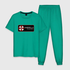 Мужская пижама хлопок с принтом Umbrella corporation Нашивка-2 , 100% хлопок | брюки и футболка прямого кроя, без карманов, на брюках мягкая резинка на поясе и по низу штанин
 | Тематика изображения на принте: resident evil | вирус | зомби