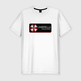 Мужская футболка премиум с принтом Umbrella corporation Нашивка-2 , 92% хлопок, 8% лайкра | приталенный силуэт, круглый вырез ворота, длина до линии бедра, короткий рукав | resident evil | вирус | зомби