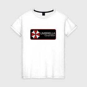 Женская футболка хлопок с принтом Umbrella corporation Нашивка-2 , 100% хлопок | прямой крой, круглый вырез горловины, длина до линии бедер, слегка спущенное плечо | resident evil | вирус | зомби