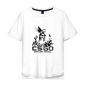 Мужская футболка хлопок Oversize с принтом cs:go - Defuse Angel , 100% хлопок | свободный крой, круглый ворот, “спинка” длиннее передней части | cs | csgo | ct | fire | game | terror | го | кс | ксго | огонь