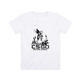 Детская футболка хлопок с принтом cs:go - Defuse Angel , 100% хлопок | круглый вырез горловины, полуприлегающий силуэт, длина до линии бедер | cs | csgo | ct | fire | game | terror | го | кс | ксго | огонь